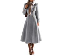 IDEALSANXUN Womens Long Wool Coat Fall Winter Double Breasted Trench Coat Peacoat Jackets, Grey, Large