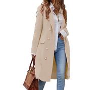 IDEALSANXUN Womens Long Wool Coat for Women Fall Winter Trench Coat Trendy Jackets, Beige, Small