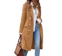 IDEALSANXUN Womens Long Wool Coat for Women Fall Winter Trench Coat Trendy Jackets, Camel, Small