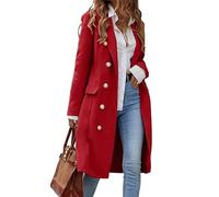 IDEALSANXUN Womens Long Wool Coat for Women Fall Winter Trench Coat Trendy Jackets, Red, XX-Large