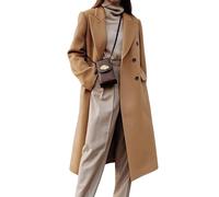 IDEALSANXUN Womens Long Wool Coats Fall Winter Double Breasted Trench Coat Peacoat, Camel, Medium