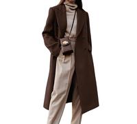 IDEALSANXUN Womens Long Wool Coats Fall Winter Double Breasted Trench Coat Peacoat, Coffee, Small