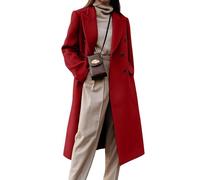IDEALSANXUN Womens Long Wool Coats Fall Winter Double Breasted Trench Coat Peacoat, Mapel Red, XX-Large