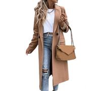IDEALSANXUN Womens Long Wool Coats Fall Winter Notch Lapel Dressy Peacoat Jackets, Camel, Large