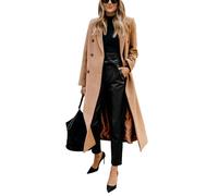 IDEALSANXUN Womens Long Wool Coats Fall Winter Notch Lapel Dressy Trench Coat Peacoat Jackets, Camel, Medium