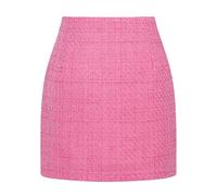 IDEALSANXUN Women's Skirts High Waist Plaid Bodycon Pencil Wool Mini Skirts, Tweed Pink, Large