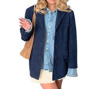 IDEALSANXUN Womens Suede Jacket Fall Winter Fashion Casual Oversized Faux Leather Blazer Jacket Trench Coat, Navy, XL