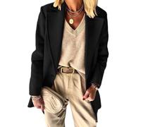 IDEALSANXUN Womens Wool Blazer Fall Winter Pea Coat Business Work Suit Jackets, Black, M