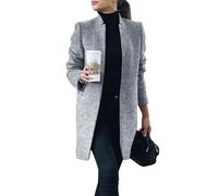 IDEALSANXUN Womens Wool Coat Long Blazer Jackets Fall Winter Peacoat with Pockets, Heather Grey, Medium