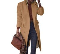 IDEALSANXUN Wool Coats for Women Fall Winter Dress Peacoat Long Trench Coat Double Breasted Blazer Jackets Overcoat, Camel, Medium