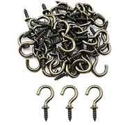 IDEALSV 1/2 Inch Antique Brass Small Ceiling Hooks, Vintage Bronze Screw Cup Hook, Screw-in Light Hooks for DIY (60 Pack)