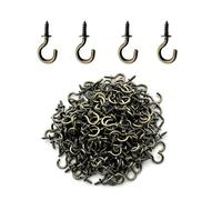 IDEALSV 1/2 Inch Antique Brass Small Ceiling Hooks, Vintage Bronze Screw Cup Hook, Screw-in Light Hooks for DIY (60 Pack)