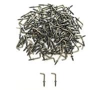 IDEALSV 1/2" Small Antique Brass Screw in Hooks L Shape Hooks Vintage Bronze 1 Shape Right Angle Hooks 7 Shape Medal Screw Hooks (100Pack)