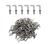 IDEALSV 100 Pcs 1/2" Small L Shaped Screw in Right Angle Hooks Square Bend Hook Jewelry Hooks Silver