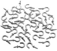 IDEALSV 100 Pcs (304) Stainless Steel Screw Hooks 5/8 Inch Small Hook Screw-in Light Hooks Outdoor and Indoor Hanging