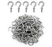 IDEALSV 100 Pcs (304) Stainless Steel Screw Hooks 5/8 Inch Small Hook Screw-in Light Hooks Outdoor and Indoor Hanging