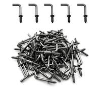 IDEALSV 100 Pcs Black Bronze Screw in Hooks Small 5/8" L Shape Hooks 1 Shape Right Angle Hooks 7 Shape Medal Screw Hooks