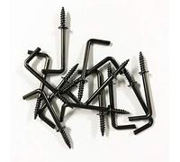 IDEALSV Black 1-1/4 Inch 1 Shape Screw Hooks L Shape Hooks Vintage Black 7 Shape Right Angle Medal Hooks (50 Pack)