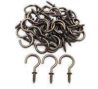 IDEALSV Antique Brass Ceiling Hooks 7/8'' Vintage Bronze Cup Hook Screw-in Light Hooks (40 Pack)