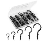 IDEALSV Black Bronze Screw in Cup Hooks 115 Pack 1/2" 5/8" 7/8" 1-1/4" 1-1/2" Ceiling Hooks Plants Hanger Christmas Lights Hooks Hanging Jewelry Hooks Mug Hooks 5 Size Outdoor/Indoor Use