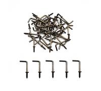 IDEALSV Small Antique Brass Screw in Hooks 5/8" L Shape Hooks Bronze 1 Shape Screw Hooks 7 Shape Right Angle Medal Hooks (50 Pack)