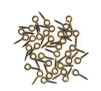 IDEALSV Small Screw Eyes Pin Hook Eyelets Screw Threaded Key Chain Hooks 12 x 5mm Mini Screw Eyes Pin Hoop for Jewelry Making Bronze 300 Pack