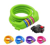 IDEALUX Bike Lock Cable, 4 Feet Bicycle Cable Lock with Mounting Bracket 5-Digit Combination Lightweight Bike Chain Lock - Green