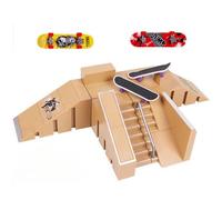 ideamall Finger Skateboard Finger Skateboard Tech Deck Finger Skateboard Mini Skateboard Park Skate Set of 2 (Beige)