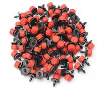 IDEANATEGRATE 100pcs Micro Irrigation Sprinklers Adjustable Water Dripper Emitters with 8-hole Head and 1/4-inch Barb Thread Connection, Plastic Material, Adjustable Flow Range 1-70l/h,