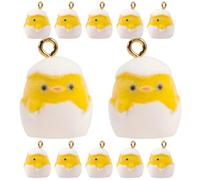 IDEANATEGRATE 10pcs Easter Themed Flocking Resin Pendant Accessories with Chicken Eggshell Pattern, Smooth the Touch and Sturdy DIY Supply for Pendant Earrings and Keychains, for Teens