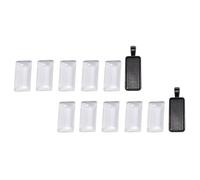 IDEANATEGRATE 10x25mm Rectangle Alloy Base with Glass Bezel for DIY Jewelry Making, Black Necklace Pendant Blank Tray, 50pcs Set for Crafting Custom Jewellery Accessories