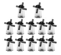 IDEANATEGRATE 12Pcs Black Creative Candy Boxes for Wedding Birthday, Chocolate Candy Containers with Colorful Mill Wheel Design, Party Favor Storage Boxes for Festival Decor