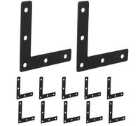 IDEANATEGRATE 12pcs Black Iron Shelf Brackets L Shape Corner Brace Angle Fasten Connector for DIY and Home Storage, Heavy Duty Stability and Increasing Load Capacity