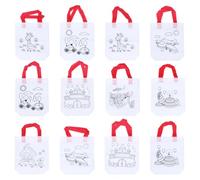 IDEANATEGRATE 12pcs DIY Graffiti Bag for Boys and Girls Boy Girl Reusable Non-woven Drawing Tote Plain Tote Bags to Decorate for Party Handbag Color Style