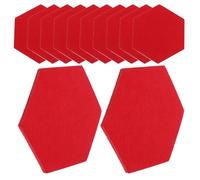 IDEANATEGRATE 12pcs Felt Board Tiles for Wall Hexagonal Bulletin Board Pieces Noise Reduction Easy Installation Stylish Red Felt Tiles for Notes Modern Wall Decor for Offices