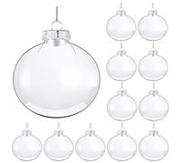 IDEANATEGRATE 12pcs Plastic Fillable Ball Ornaments for Xmas Tree Decorations, Hanging Xmas Tree Ornament with Classic Design, for Holiday Party and Photo Prop