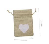 IDEANATEGRATE 12pcs Set Heart Shape Flax Storage Bags with Drawstring Closure Portable Fabric Candy Pouches for Wedding Party Favour and Daily Life Use