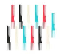 IDEANATEGRATE 12Pcs Tail Comb Set Fine Tooth Plastic Hair Styling Combs for Salon and Personal Hairdressing Five-Pronged Hair Tools for Women and Men Random Color