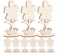 IDEANATEGRATE 12pcs Wooden Flowers for Crafts Unfinished Wood Flower Cutouts Beige Wooden Decorations to Cultivate Hands-on Ability and Writing Skills, for Decorating Offices and Drawing
