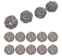 IDEANATEGRATE 15pcs Grey Wicker Rattan Decorative Balls for Bowls, Creative DIY Craft Hanging Decoration, Wear Resistant Plastic Vine Balls for Kindergarten, Hotel, Bar or Home Décor
