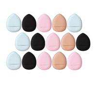 IDEANATEGRATE 15pcs Mini Portable Finger Powder Puff Makeup Tools Set, Breathable Polyurethane Material, Dual-use for Wet and Dry Foundation Application, for On-the-go Makeup Random Color