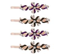 IDEANATEGRATE 2 Pairs Decorative Flower Hair Clips Alloy Barrettes for Women Elegant Leaf-shaped Bobby Pins in Purple and Black Hair Accessories for Parties Weddings Daily Hairstyles