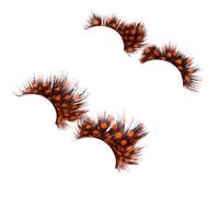 IDEANATEGRATE 2 Pairs Exaggerated False Eyelashes in Bright Orange Plume Material, Reusable and Costume Lashes for Party and Variety of Occasions