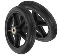 IDEANATEGRATE 2pcs 6 Inch Black Solid Tire Replacement Front Wheels for Wheelchair, Sturdy Wheelchair Spare Parts with Bearings, Suitable for Mobility Aids and Walker Accessories