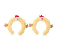 IDEANATEGRATE 2pcs Chick Hair Hoop Fluffy Plush Headband Lightweight Kawaii Farm Animal Hair Accessory for Easter Skincare Party Casual Outfits