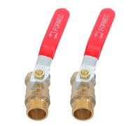 IDEANATEGRATE 2pcs Copper Ball Valve with Red Lever Handle Bsp Male to Female Thread Full Port Shut Off Valve for Water and Gas Pipe Fittings Brass Construction Suitable for Plumbing