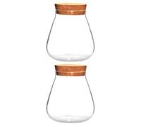 IDEANATEGRATE 2pcs Creative Crafts Pot Glass Seal Canister Micro Landscape Bottle Wooden Material Premium Glass Safe and Secure Placed Steadily for Home Dining Room