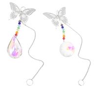 IDEANATEGRATE 2pcs Crystal Hanging Pendant Window Decor with Prisms for Suncatchers, Decorative and Never Get Cloudy, Elegant Rainbow Maker for Indoor and Outdoor Garden Hanging