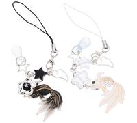 IDEANATEGRATE 2pcs Fish Phone Charm Strap for Bag and Keys, Acrylic and Zinc Alloy Material, Anti-lost and Versatile Use, Aesthetic Chinese Style Decoration Accessory