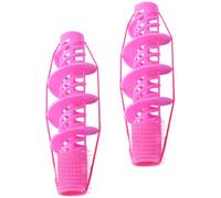 IDEANATEGRATE 2pcs Flexible Curling Perm Rods for Hair Pink Plastic Hair Rollers with Rubber Bands Styling Options for Home Use to Create Beautiful Curls